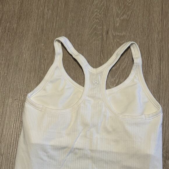 Lululemon Ebb To Street Tank Built In Bra Womens Sz 6 White Stretch Yoga Running - Picture 6 of 8
